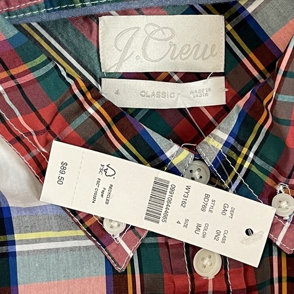 J Crew Classic-fit Cotton Poplin Shirt Women 4 NWT $90 Long Sleeve Button-Up - Picture 8 of 10